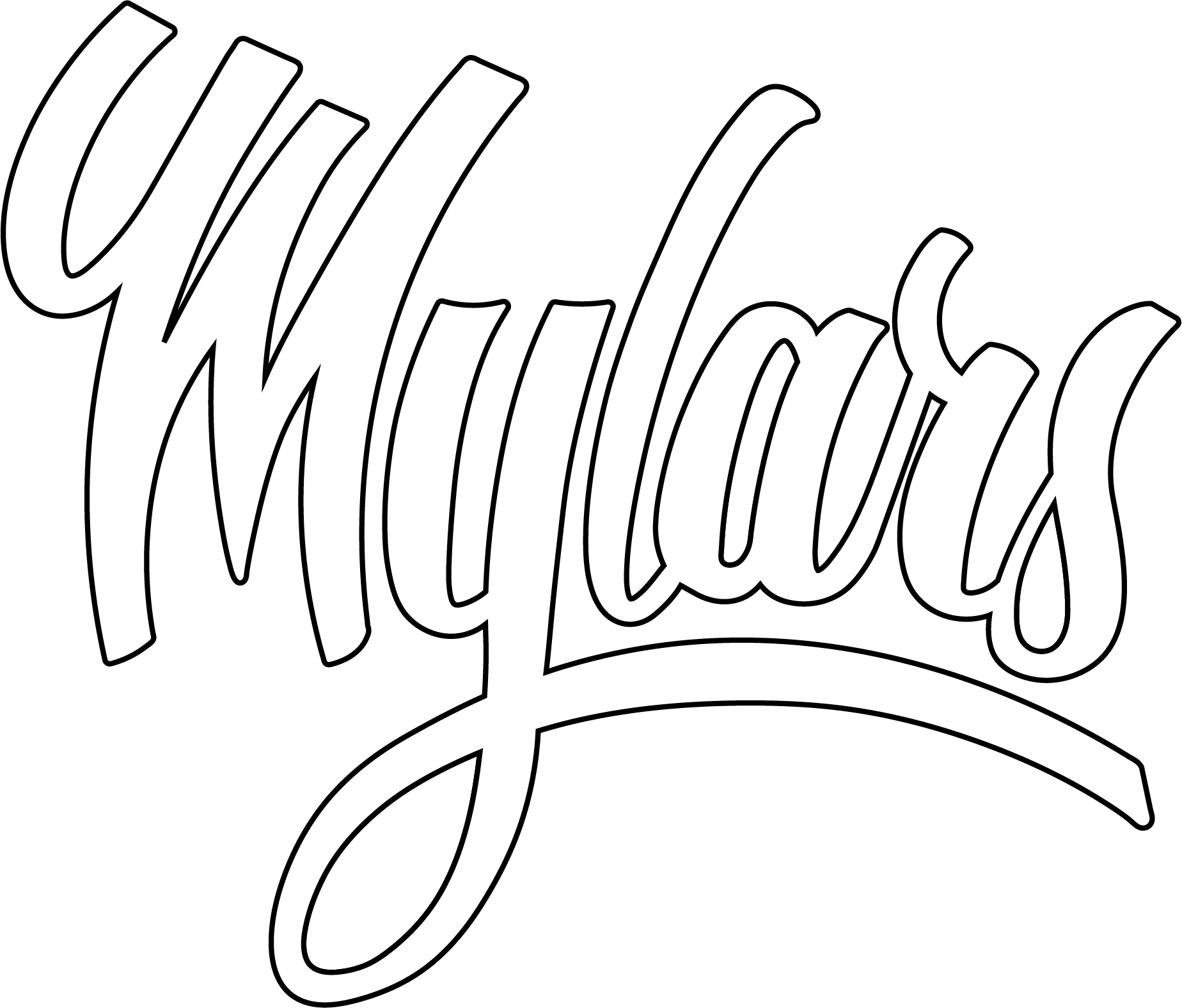 Mylars White Logo with black outline